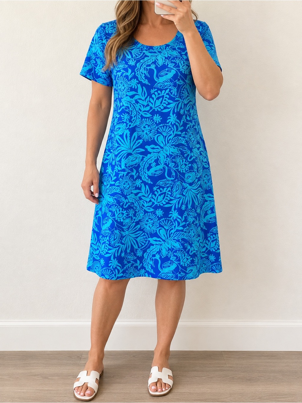 Lilly Pulitzer Blue Floral Pima Cotton Dress Size M